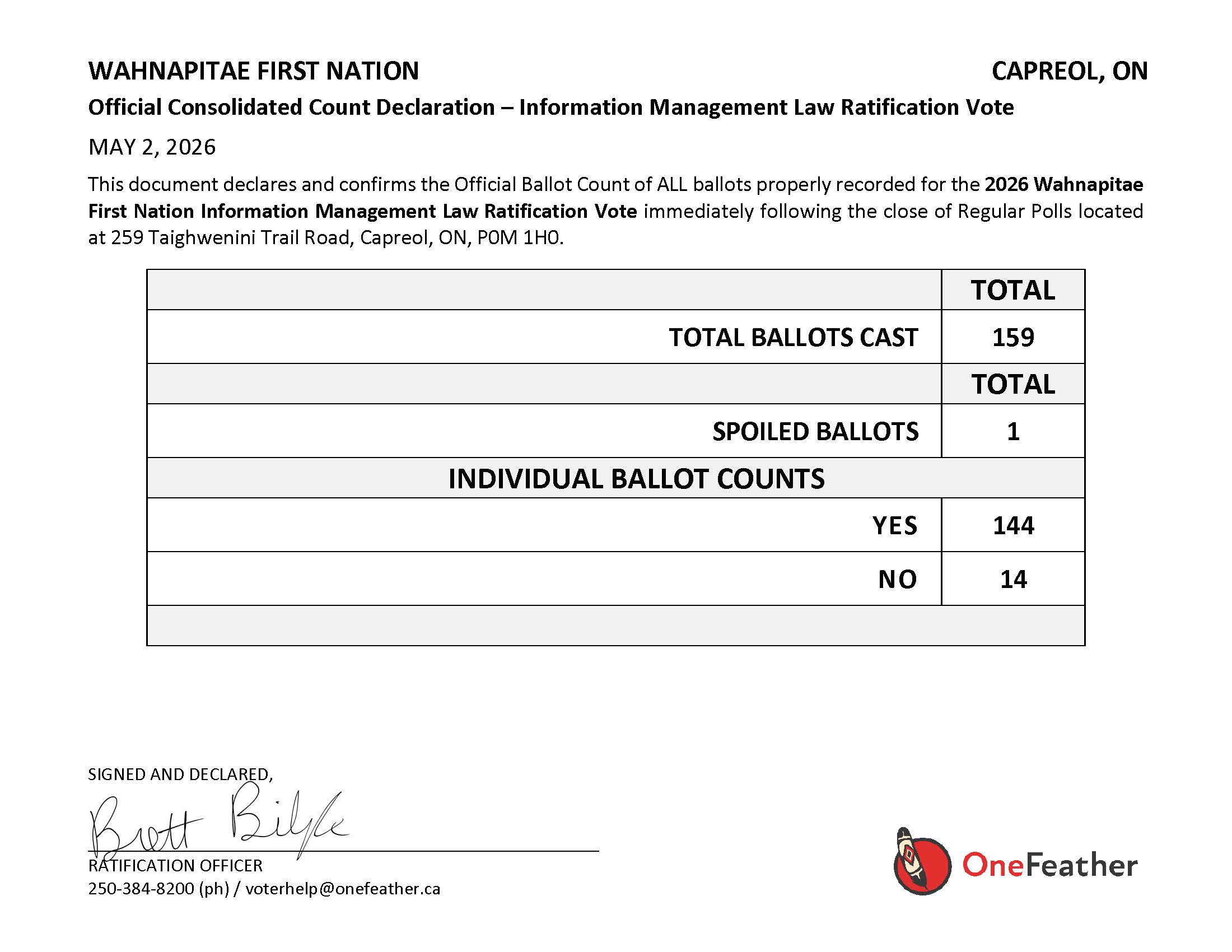 Wahnapitae 26 Consolidated Count Declaration IM
